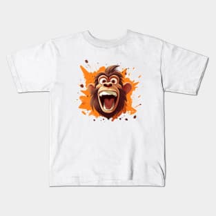 crazy cartoon screaming monkey Kids T-Shirt